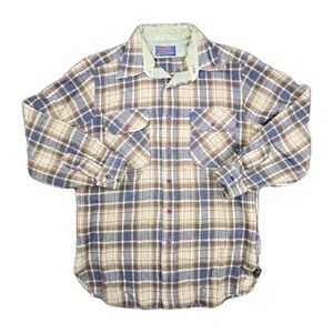 Pendleton Vintage Wool Plaid Shirt Mens S Made in USA Virgin Wool Shadow Plaid‎